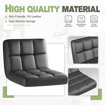 Adjustable Furmax Bar Stools Set of 2 Gray Leather