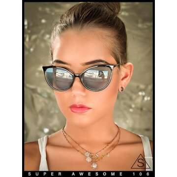 SA106 Womens Oversized Cat Eye Goth Pop Color Lens Plastic Sunglasses Red