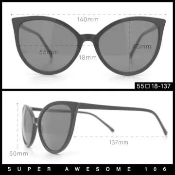 SA106 Womens Oversized Cat Eye Goth Pop Color Lens Plastic Sunglasses Red