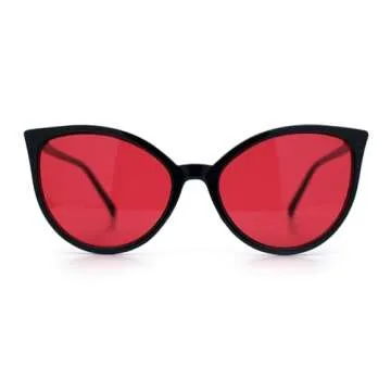 SA106 Womens Oversized Cat Eye Goth Pop Color Lens Plastic Sunglasses Red