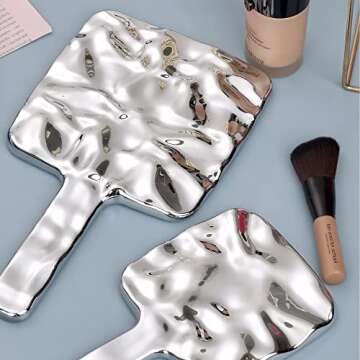 YCHMIR Hand Held Electroplate Silver Mirror Large