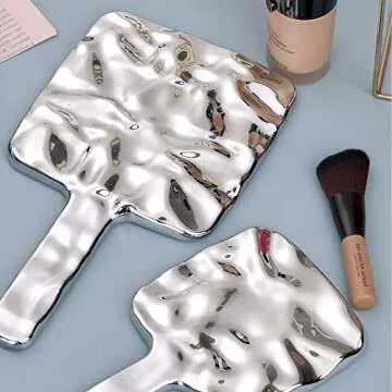 YCHMIR Hand Held Electroplate Silver Mirror Large