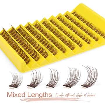 Mavphnee Brown Lash Clusters Individual Mixed Lengths Natural & Wispy Lash Extension DIY Brown Cluster Eyelashes 140Pcs (11C, 8-16MM)