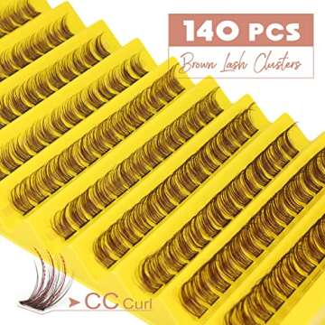Mavphnee Brown Lash Clusters Individual Mixed Lengths Natural & Wispy Lash Extension DIY Brown Cluster Eyelashes 140Pcs (11C, 8-16MM)