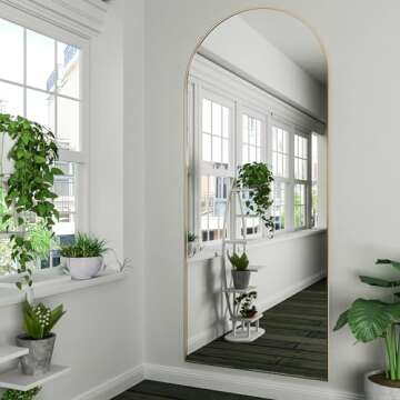 RACHMADES Full Length Mirror 65"x24", Large Mirror, Arched Body Mirror, Floor Mirror with Stand, Wall Mirror Standing Hanging or Leaning Against Wall for Bedroom, Sleek Arched-Top Mirror, Wall Mirror