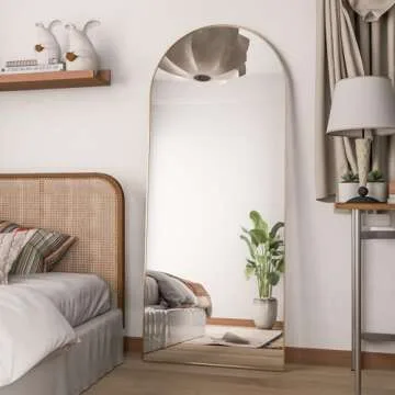 RACHMADES Full Length Mirror 65"x24", Large Mirror, Arched Body Mirror, Floor Mirror with Stand, Wall Mirror Standing Hanging or Leaning Against Wall for Bedroom, Sleek Arched-Top Mirror, Wall Mirror