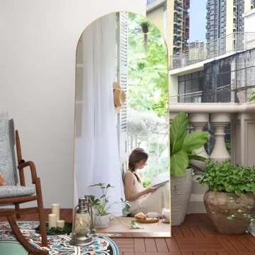 RACHMADES Full Length Mirror 65"x24", Large Mirror, Arched Body Mirror, Floor Mirror with Stand, Wall Mirror Standing Hanging or Leaning Against Wall for Bedroom, Sleek Arched-Top Mirror, Wall Mirror