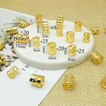 100 PCS Gold Hair Accessories for Women and Girls - Dreadlock Jewelry, Braiding Rings