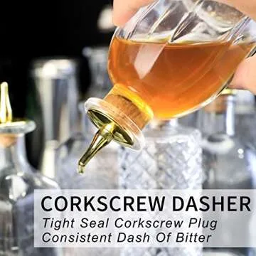 Bitters Bottle for Cocktails Set of 4 - Glass Dasher Bottles with Dash Tops, Great for Bartender,Home Bar