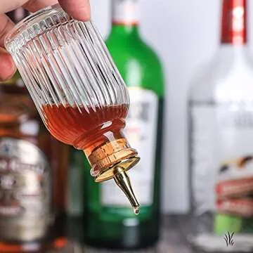 Bitters Bottle for Cocktails Set of 4 - Glass Dasher Bottles with Dash Tops, Great for Bartender,Home Bar