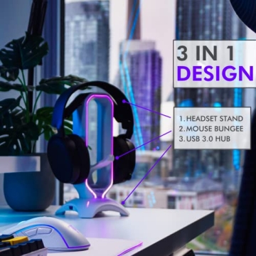 Tilted Nation RGB Headset Stand with Mouse Bungee