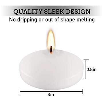 White Floating Candles Set of 36, Unscented Candles for Weddings, Pool Party, Home Decor Holiday & D...