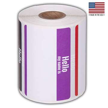 350 Pack Hello My Name is Stickers Identification Badges, 3.5" X 2.25" Peel and Stick for Conferences, Offices and Schools - Made in The USA (Multicolor 1 PK)
