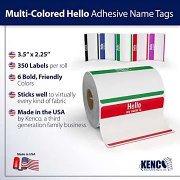 350 Pack Hello My Name is Stickers Identification Badges, 3.5" X 2.25" Peel and Stick for Conferences, Offices and Schools - Made in The USA (Multicolor 1 PK)