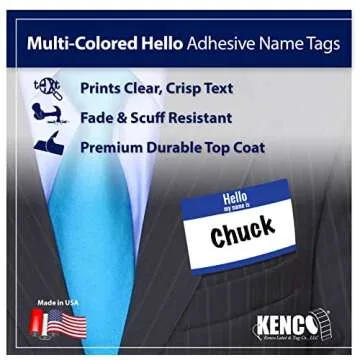 350 Pack Hello My Name is Stickers Identification Badges, 3.5" X 2.25" Peel and Stick for Conferences, Offices and Schools - Made in The USA (Multicolor 1 PK)