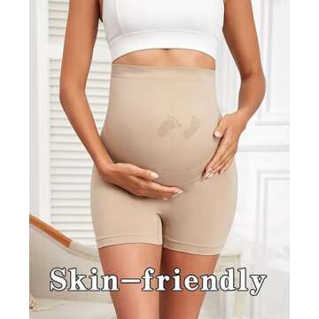 Y25D Maternity Shapewear Seamless Underwear Over Bump Pregnancy Shorts High Waist Panties Under Dres...
