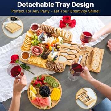 VAREZZA Large Charcuterie Board Set: Bamboo Cheese Board with 10 Accessories for Memorable Gathering...