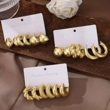 IFKM Gold Hoop Earrings Set - 9 Pairs for Women