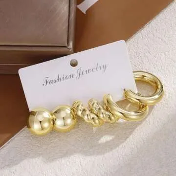 IFKM Gold Hoop Earrings Set - 9 Pairs for Women