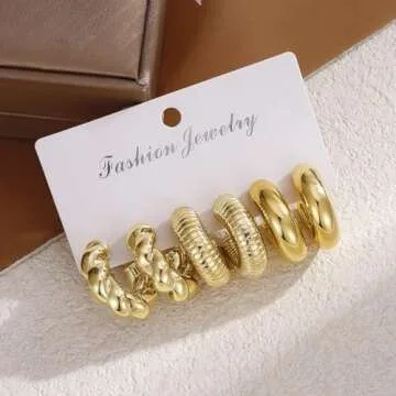 IFKM Gold Hoop Earrings Set - 9 Pairs for Women