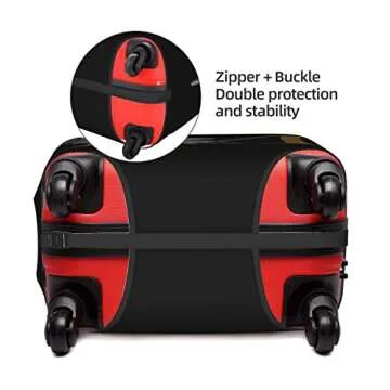 Flower Lette M Black Luggage Cover Elastic Washable Stretch Suitcase Protector Anti-Scratch Travel Suitcase Cover for Kid and Adult S (18-21 inch suitcase)