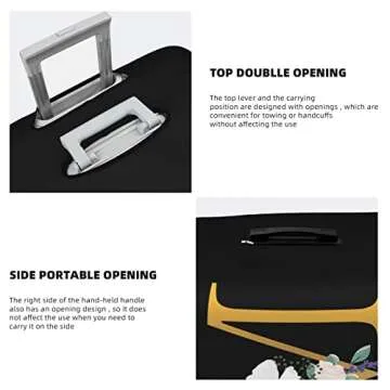 Flower Lette M Black Luggage Cover Elastic Washable Stretch Suitcase Protector Anti-Scratch Travel Suitcase Cover for Kid and Adult S (18-21 inch suitcase)