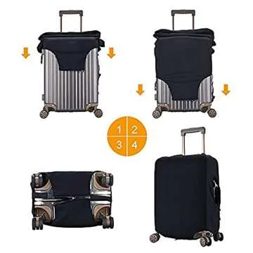 Flower Lette M Black Luggage Cover Elastic Washable Stretch Suitcase Protector Anti-Scratch Travel Suitcase Cover for Kid and Adult S (18-21 inch suitcase)