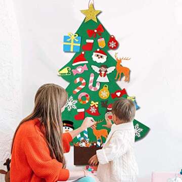 OurWarm 3ft DIY Felt Christmas Tree with Glitter Ornaments
