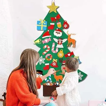 OurWarm 3ft DIY Felt Christmas Tree with Glitter Ornaments