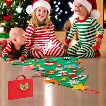 OurWarm 3ft DIY Felt Christmas Tree with Glitter Ornaments