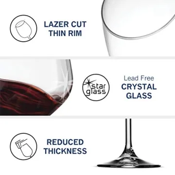 Elegant 18oz Red Wine Glasses Set of 4 - Bormioli Rocco