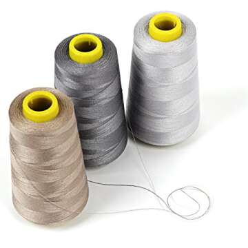 Sewing Thread 100% Polyester Spools 5 Colors 3000 Yard Spools Overlock Cone for Serger Sewing Machine