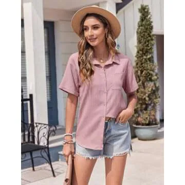 Zeagoo Women's Summer Fashion Short Sleeve Shirt Tunic