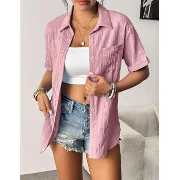 Zeagoo Women's Summer Fashion Short Sleeve Shirt Tunic