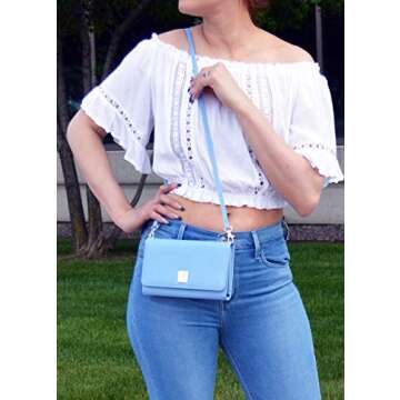 With You All-in-One Cash Budget Envelope System Wallet | Premium Crossbody Wallet with Wristlet and Charm Pendant, 12 Laminated Budget Envelopes, 12 Budget Sheets, and 12 Label Stickers (Blue)