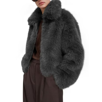 Tankaneo Women's Cropped Faux Fur Jacket for Stylish Winters