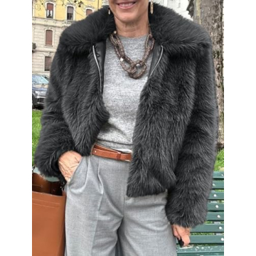 Tankaneo Women's Cropped Faux Fur Jacket for Stylish Winters