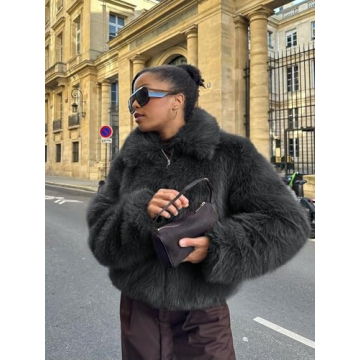 Tankaneo Women's Cropped Faux Fur Jacket for Stylish Winters