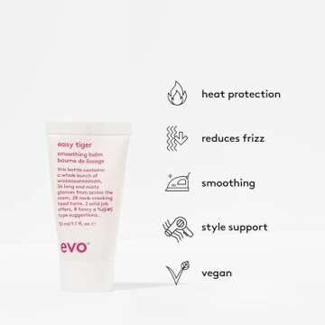 EVO Easy Tiger Smoothing Hair Balm - Hold Styling Balm for All Hair Types - Provides Hair Smoothing & Reduces Frizz - Travel Size, 30ml / 1.1fl.oz