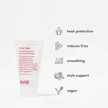 EVO Easy Tiger Smoothing Hair Balm - Hold Styling Balm for All Hair Types - Provides Hair Smoothing & Reduces Frizz - Travel Size, 30ml / 1.1fl.oz