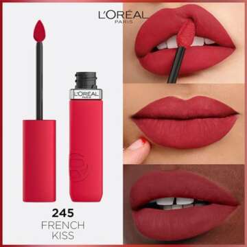 L'Oreal Paris Infallible Matte Resistance Liquid Lipstick, up to 16 Hour Wear, French Kiss 245, 0.16...