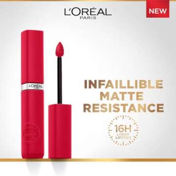 L'Oreal Paris Infallible Matte Resistance Liquid Lipstick, up to 16 Hour Wear, French Kiss 245, 0.16 Fl Oz