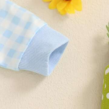 Infant Baby Boy Easter Outfit Plaid Little Bunny Long Sleeve Romper One Piece Jumpsuit Easter Boy Clothes (Blue-Little Bunny, 3-6 Months)