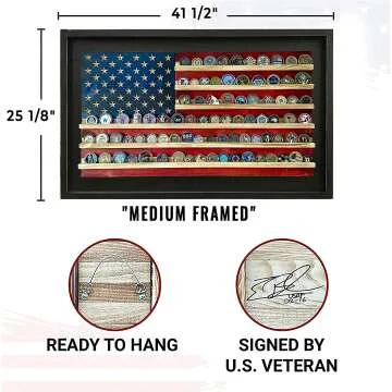 Challenge Coin Holder - Wooden American Flag Decor
