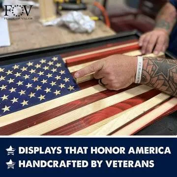 Challenge Coin Holder - Wooden American Flag Decor