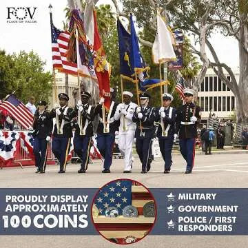 Challenge Coin Holder - Wooden American Flag Decor