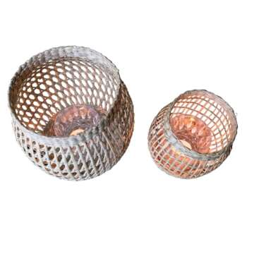LilaCraft Woven Seagrass Lanterns Set for Stylish Décor