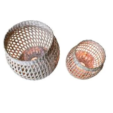LilaCraft Woven Seagrass Lanterns Set for Stylish Décor