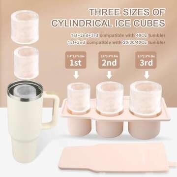 Minstely Silicone Ice Cube Tray with Lid for 30-40 oz Tumblers, Easy Release Ice Mold for Freezer