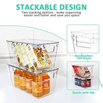 KAMOTA 6-Pack Clear Plastic Storage Bins with Lids